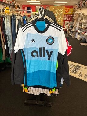 New Men's Charlotte FC Adidas Blue Explore Jersey HZ6174 SZ XS $100 NWT Rare
